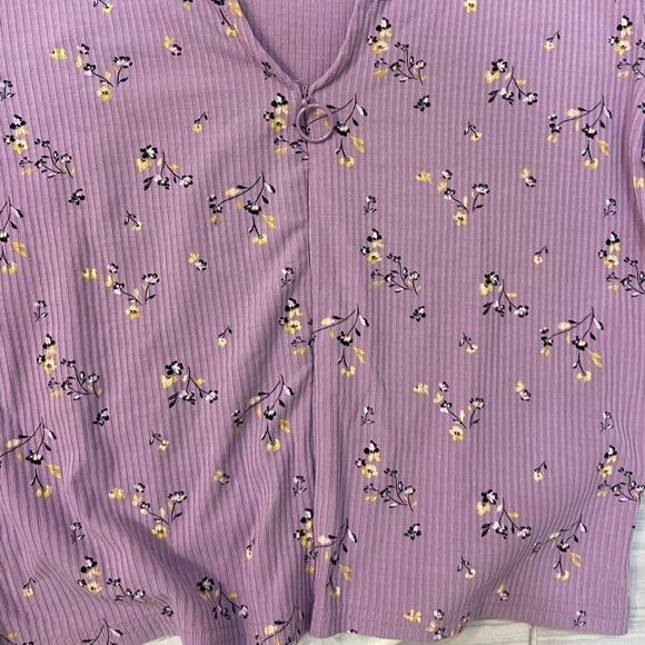 Me To We Purple Floral Zip Up Long Sleeve - Picture 3 of 8